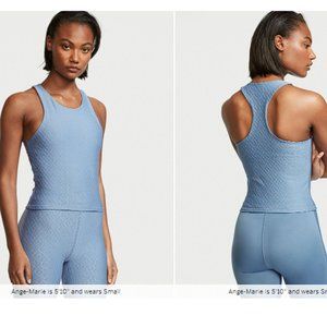 VICTORIA'S SECRET Essential Jacquard Racerback Tank Faded Denim Sporty Tank Top
